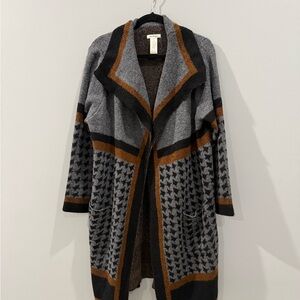 Max Studio Gray and Brown Sweater Coat